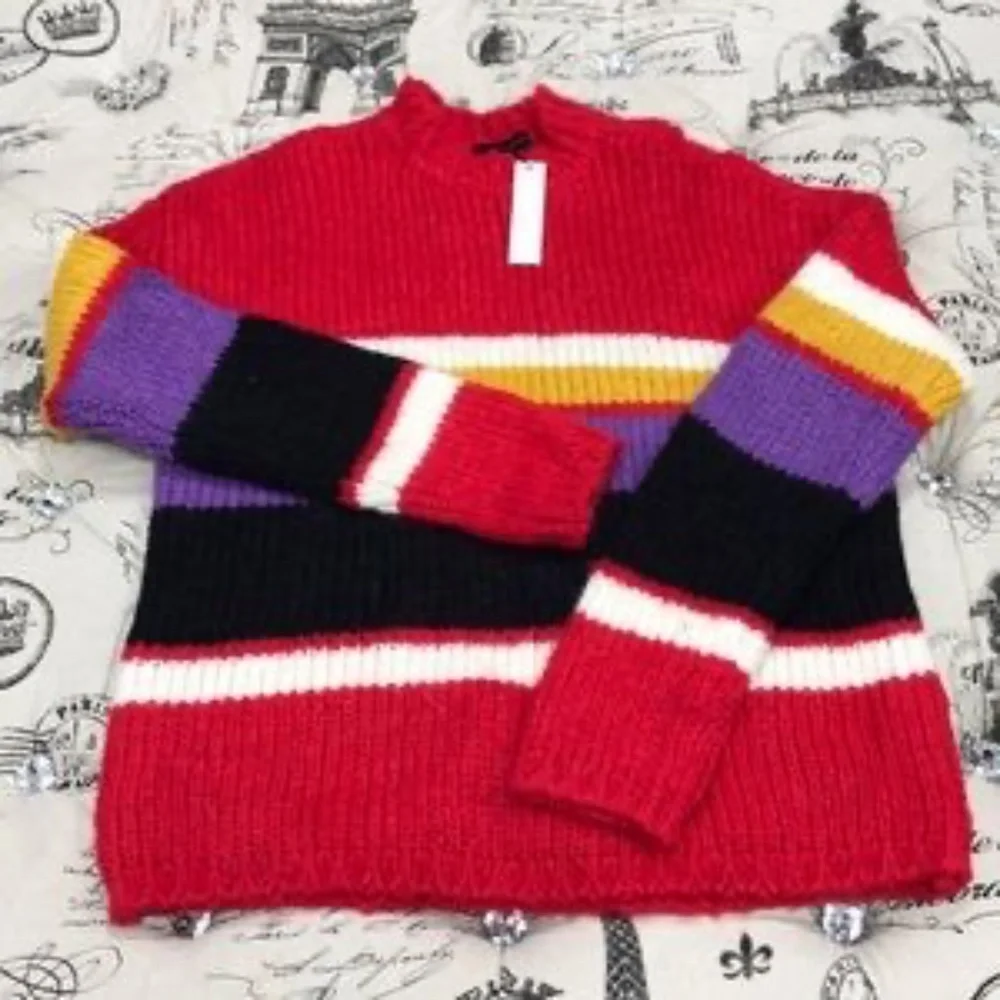 Sanctuary Party Stripe Pullover Red Sweater Medium